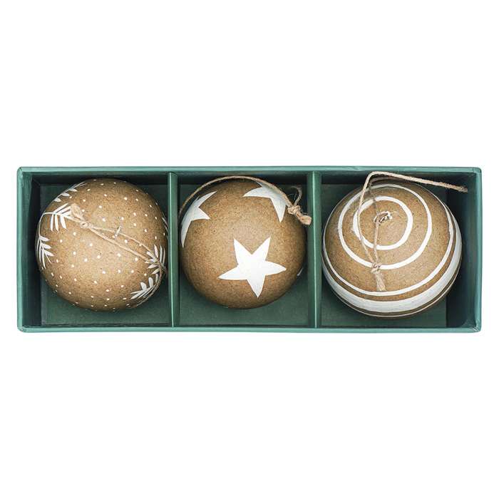 Набор елочных шаров из папье-маше zero waste из коллекции new year essential, 3 шт. Tkano TK23-NY_SET0019