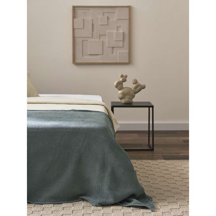 Покрывало вафельное из хлопка цвета шалфея из коллекции essential, 180х250 см Tkano TK24-BS0003