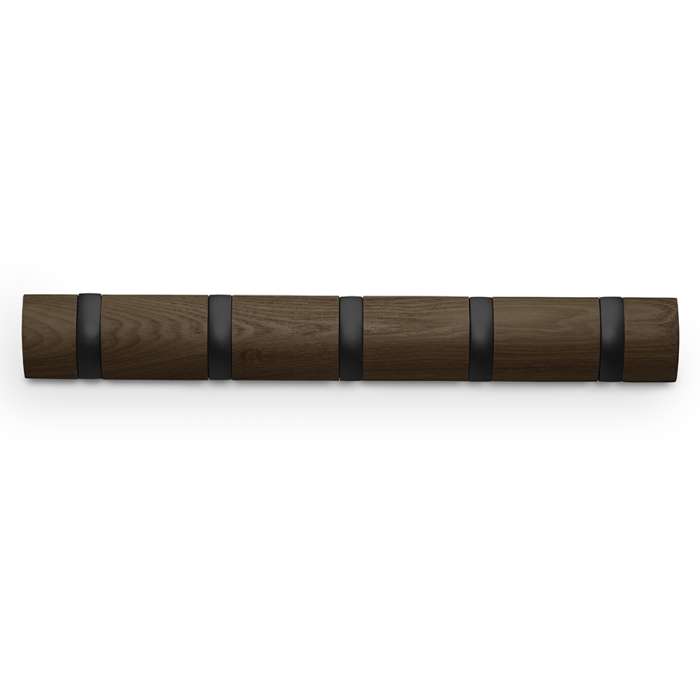 Вешалка настенная flip, 50,8 см, черная/орех, 5 крючков UMBRA 318850-048