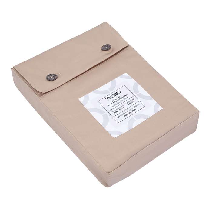 Комплект постельного белья из премиального сатина бежевого цвета из коллекции essential, 200х220 см Tkano TK25-DC0006