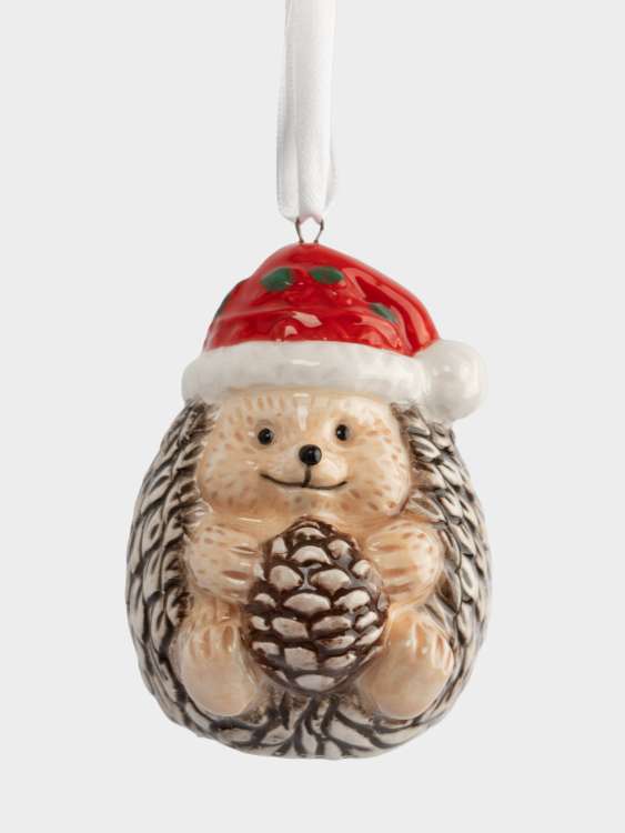 Игрушка елочная, 8 см, керамика, коричневая, Еж с шишкой, New year ANNA LAFARG ANLAF-XIA-220125-12