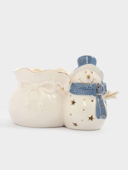 Конфетница, 17х11 см, фарфор P, бело-голубая, Снеговик с мешком, Snowfall ANNA LAFARG ANLAF-FX21683A