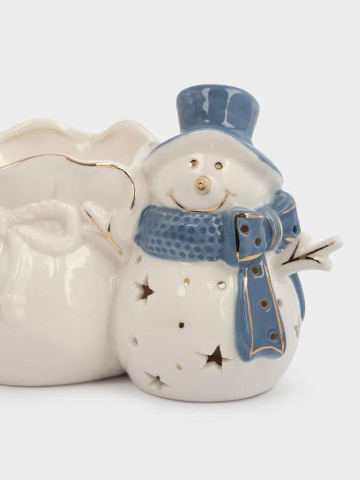Конфетница, 17х11 см, фарфор P, бело-голубая, Снеговик с мешком, Snowfall ANNA LAFARG ANLAF-FX21683A