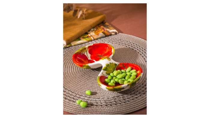 Менажница двухсекционная Томаты 20х13 см, керамика EDELWEISS EDW-3008R-tomato