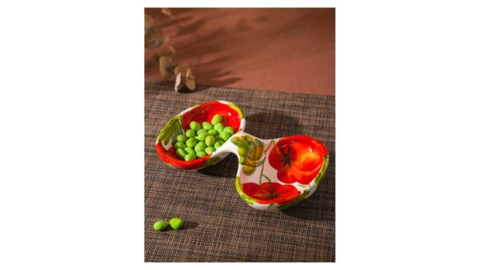 Менажница двухсекционная Томаты 20х13 см, керамика EDELWEISS EDW-3008R-tomato