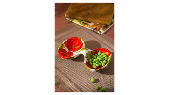 Менажница двухсекционная Томаты 20х13 см, керамика EDELWEISS EDW-3008R-tomato