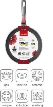 Сковорода-гриль овальная для рыбы с антипригарным покрытием и съёмной ручкой Vilma, 34x23 см, NADOBA 728223