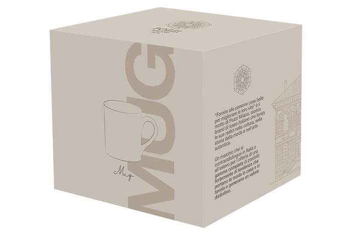 Кружка, 400 мл, фарфор N, белая, Еловые ветви, с серо-зеленой полосой, Rosita POZZI MILANO 1876 PM-0123/RSTA