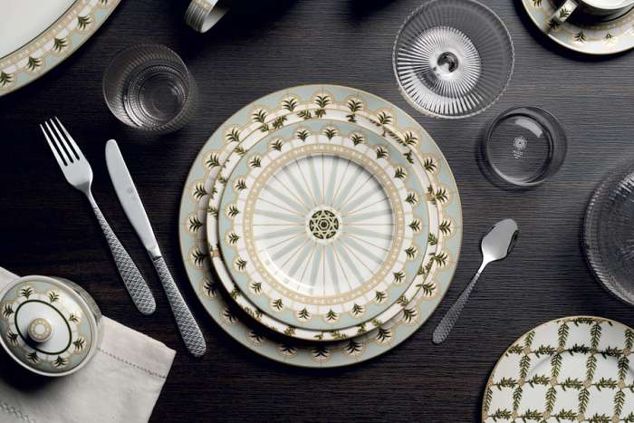 Кружка, 400 мл, фарфор N, белая, Еловые ветви, с серо-зеленой полосой, Rosita POZZI MILANO 1876 PM-0123/RSTA