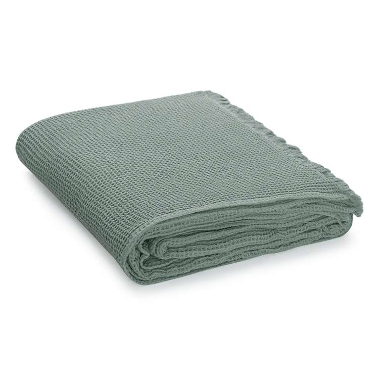 Покрывало вафельное из хлопка цвета шалфея из коллекции essential, 230х250 см Tkano TK24-BS0004