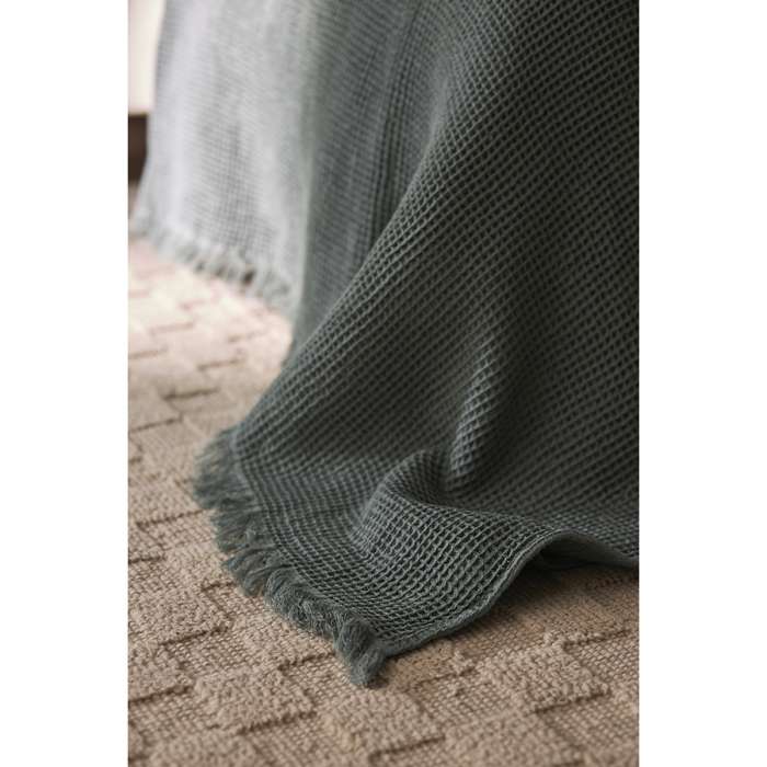 Покрывало вафельное из хлопка цвета шалфея из коллекции essential, 230х250 см Tkano TK24-BS0004