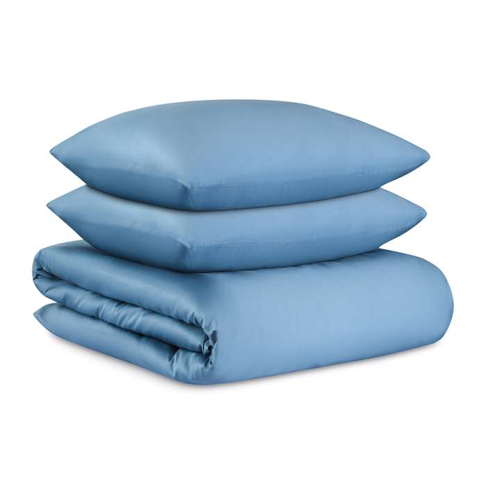 Комплект постельного белья из премиального сатина джинсово-синего цвета из коллекции essential, 150х Tkano TK25-DC0003