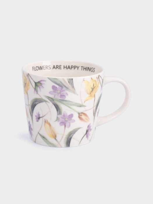 Кружка, 430 мл, 2 шт, фарфор N, белая, Летящие цветы, Fiori ANNA LAFARG ANLAF-ELN150425-1