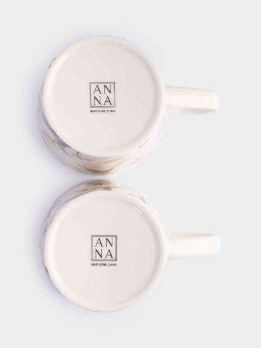 Кружка, 430 мл, 2 шт, фарфор N, белая, Летящие цветы, Fiori ANNA LAFARG ANLAF-ELN150425-1