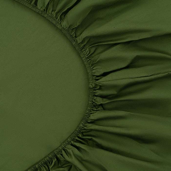 Простыня на резинке из перкаля травянисто-зеленого цвета из коллекции stripes, 160х200х30см Tkano TK26-FS0015