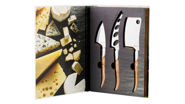 Набор ножей для сыра Reggio, 3 предмета, японская сталь, ручки из светлого дерева, п/у LEGNOART LGA-CK-20B