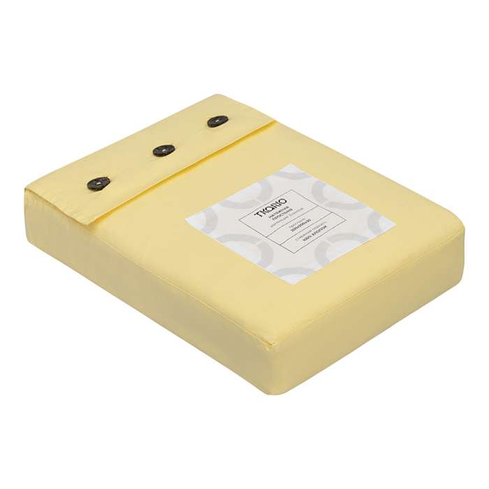 Простыня на резинке из стираного перкаля светло-желтого цвета из коллекции essential, 200х200х30 см Tkano TK24-FS0030