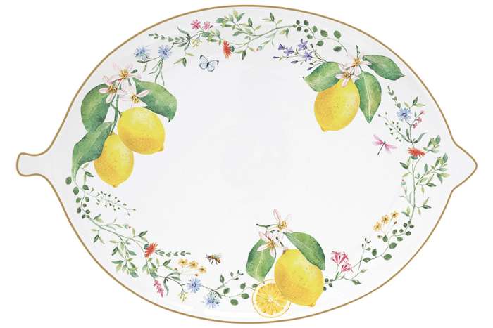 Блюдо, 30х21,5 см, фарфор P, овальное, белое, Цветы и лимоны, Fleurs et Citrons EASY LIFE EL-R2142/FCIT