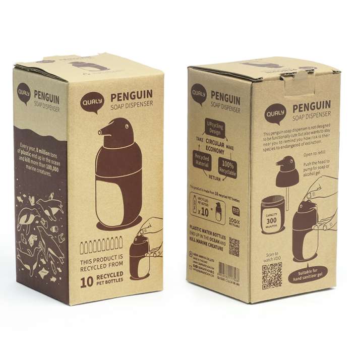 Диспенсер для мыла penguin, черно-белый QUALY QL10351-BK-WH