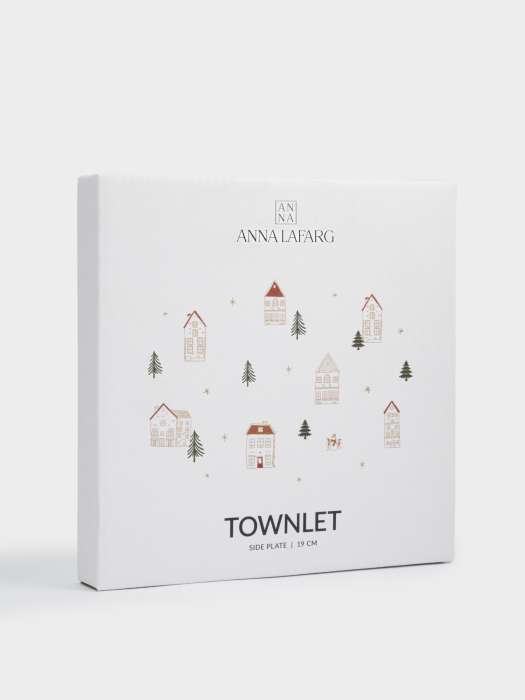 Тарелка закусочная, 19 см, фарфор N, бело-золотистая, Домики и ели, Townlet ANNA LAFARG ANLAF-EL2401-2