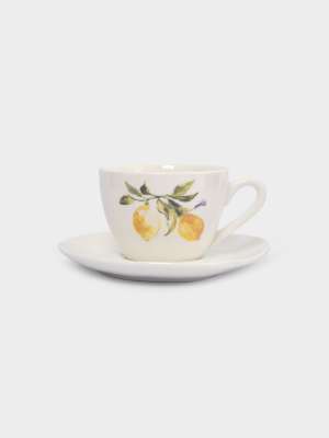 Пара чайная, 1 перс, 2 пр, 200 мл, фарфор P, белая, Лимоны, Lemon branch ANNA LAFARG ANLAF-CHCM-230525-5