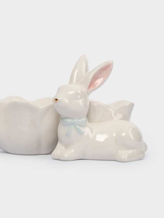 Блюдо пасхальное, 20х9 см, 3 отд, керамика, молочно-золотистое, Кролики с цветами, White Rabbit ANNA LAFARG ANLAF-DJIA-010825-4