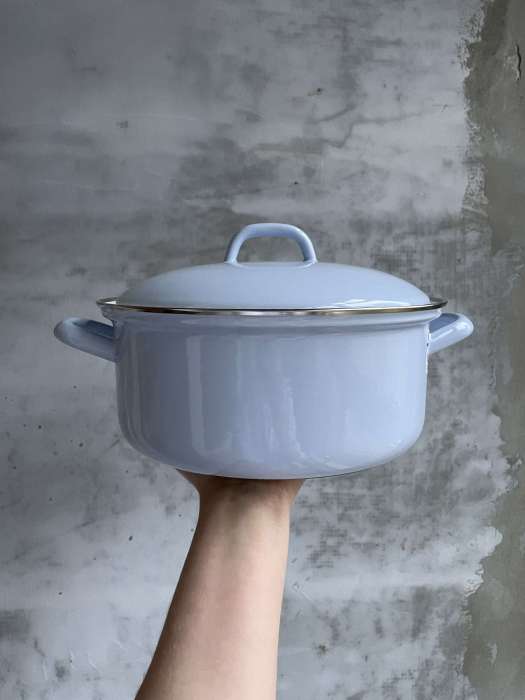 Кастрюля цилиндрическая с крышкой 4 л пастель голубой PASTELL RIESS 0282-006