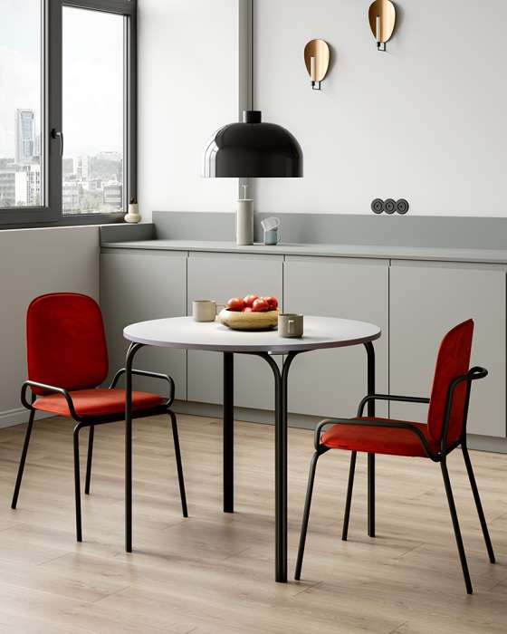 Стол обеденный ror, D90 см, черный/серый LATITUDE RORTBL_D_RBKGRGR90