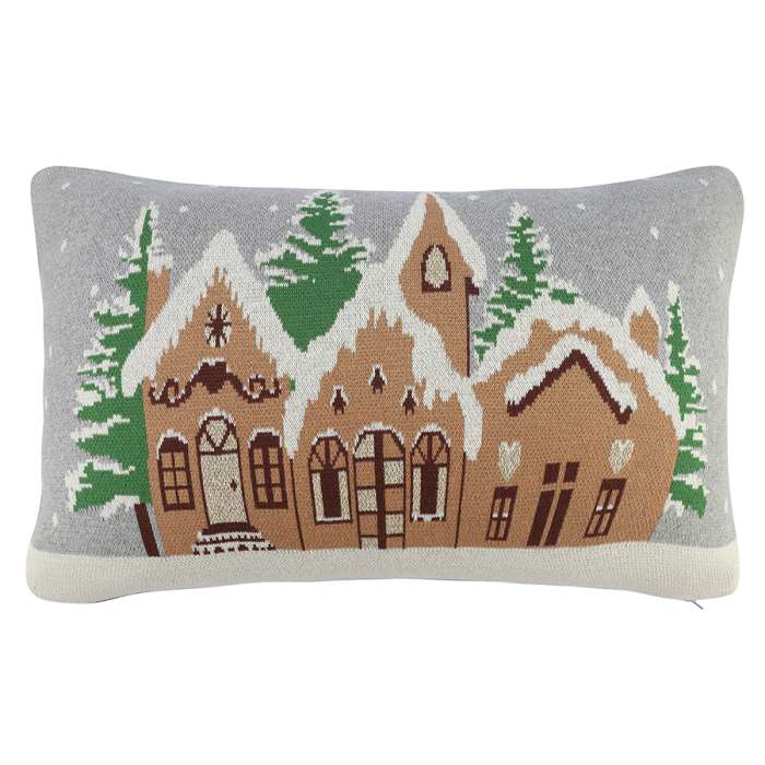 Подушка вязаная с новогодним рисунком christmas village из коллекции new year essential, 40x60 см Tkano TK25-CU0017