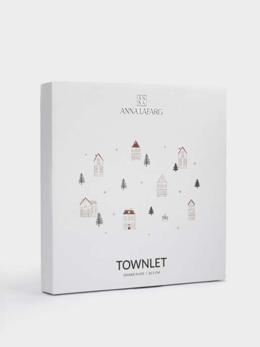 Тарелка обеденная, 27 см, фарфор N, бело-золотистая, Домики и ели, Townlet ANNA LAFARG ANLAF-EL2401-1