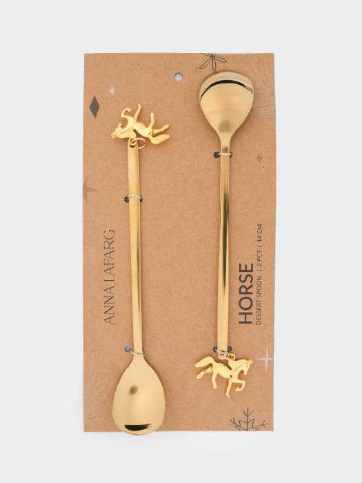 Ложка десертная, 15 см, 2 шт, сталь, шампань, Лошадь, Horse ANNA LAFARG ANLAF-QFS-57
