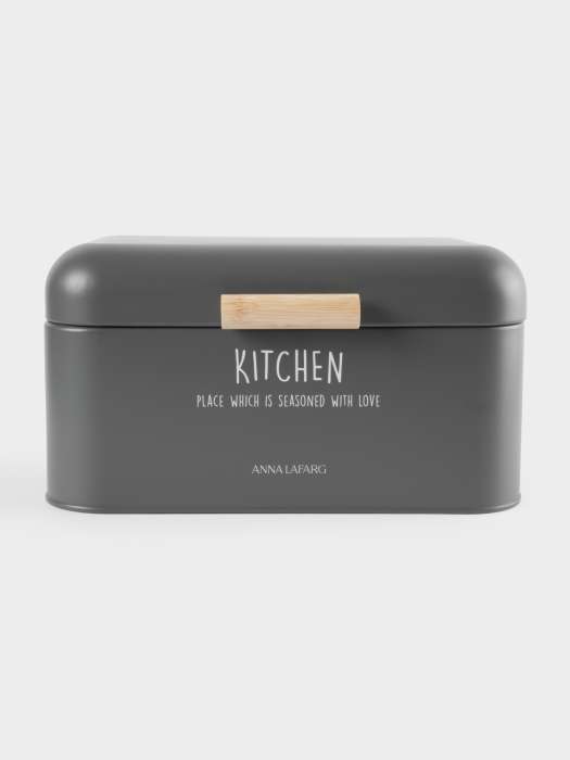 Хлебница, 30х17х18 см, металл/дерево, прямоугольная, графитовая, Local ANNA LAFARG ANLAF-SW8507-1BH