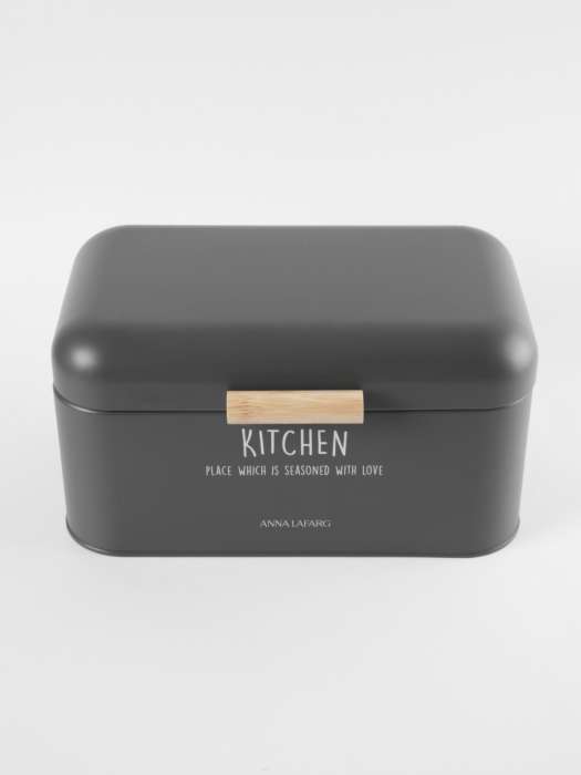 Хлебница, 30х17х18 см, металл/дерево, прямоугольная, графитовая, Local ANNA LAFARG ANLAF-SW8507-1BH