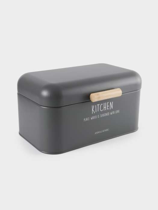 Хлебница, 30х17х18 см, металл/дерево, прямоугольная, графитовая, Local ANNA LAFARG ANLAF-SW8507-1BH