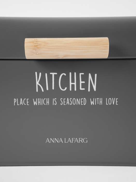 Хлебница, 30х17х18 см, металл/дерево, прямоугольная, графитовая, Local ANNA LAFARG ANLAF-SW8507-1BH