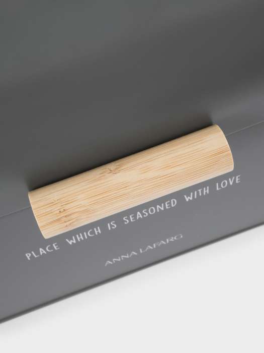 Хлебница, 30х17х18 см, металл/дерево, прямоугольная, графитовая, Local ANNA LAFARG ANLAF-SW8507-1BH