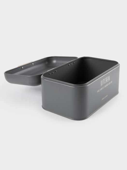 Хлебница, 30х17х18 см, металл/дерево, прямоугольная, графитовая, Local ANNA LAFARG ANLAF-SW8507-1BH