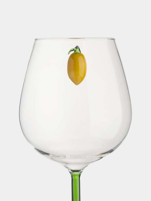 Бокал для вина, 550 мл, стекло Б, зеленая ножка, Лимон, Lemon ANNA LAFARG ANLAF-QL25-2