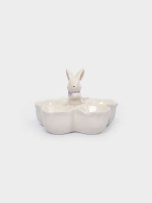 Блюдо пасхальное, 12х9 см, 5 отд, керамика, молочно-золотистое, Кролик в цветах, White Rabbit ANNA LAFARG ANLAF-DJIA-010825-7