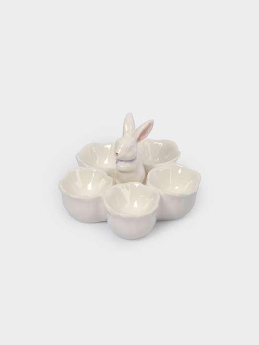 Блюдо пасхальное, 12х9 см, 5 отд, керамика, молочно-золотистое, Кролик в цветах, White Rabbit ANNA LAFARG ANLAF-DJIA-010825-7