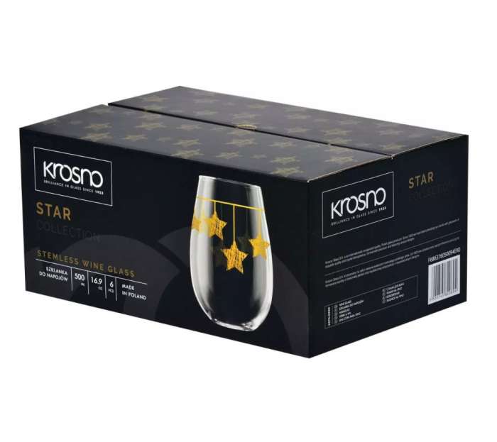 Набор стаканов для воды Krosno "Золотые звезды" 500мл, 6 шт KRO-F686376050094EK0