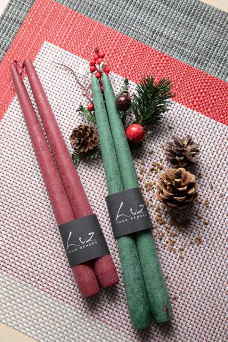 Набор свечей Luz your senses Рустик 30 см, 2 шт, бордо