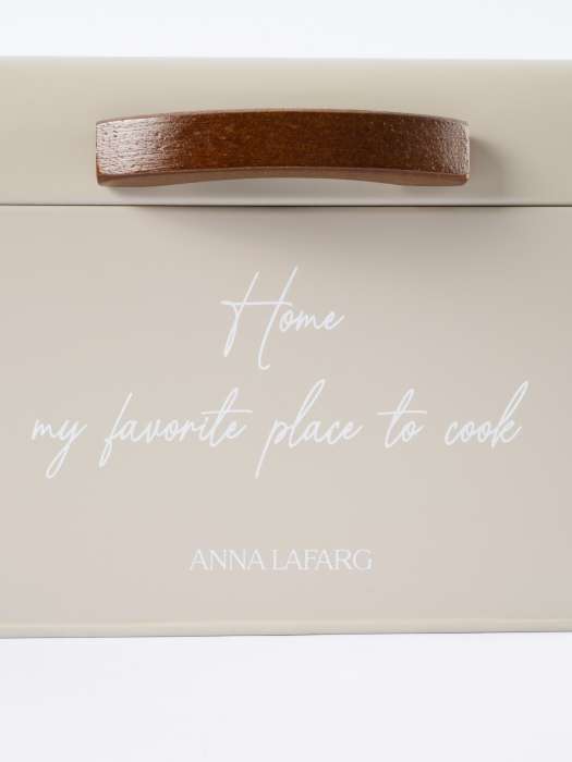 Хлебница, 20х20х14 см, металл/дерево, квадратная, бежевая, Retro ANNA LAFARG ANLAF-SW8507-2BH-1