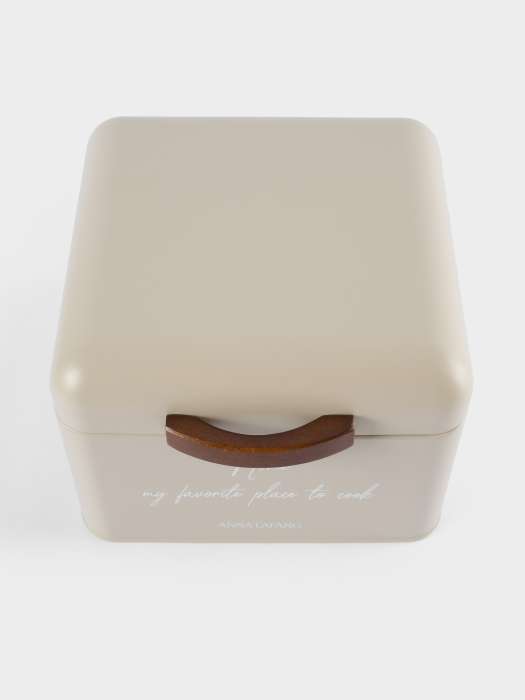 Хлебница, 20х20х14 см, металл/дерево, квадратная, бежевая, Retro ANNA LAFARG ANLAF-SW8507-2BH-1