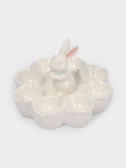 Блюдо пасхальное, 18х12 см, 8 отд, керамика, молочно-золотистое, Кролик в цветах, White Rabbit ANNA LAFARG ANLAF-DJIA-010825-8