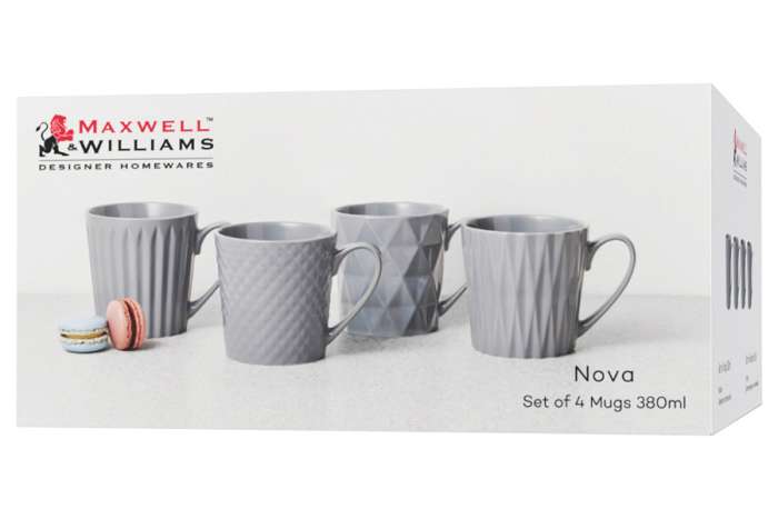 Набор из 4-х кружек Nova, серый, 0,38 л Maxwell & Williams MW475-DI0431
