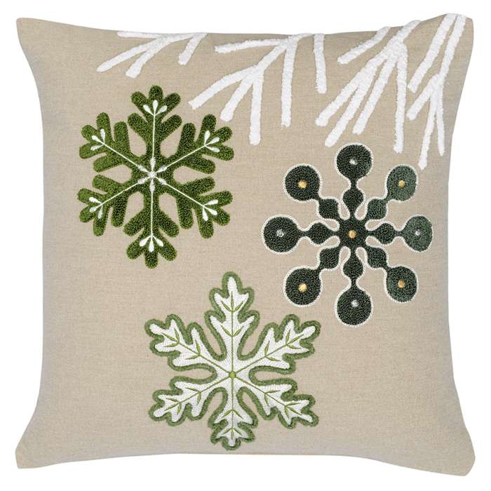 Подушка декоративная с вышивкой Snow flakes из коллекции New Year Essential, 45х45 см TKANO TK23-CU0016