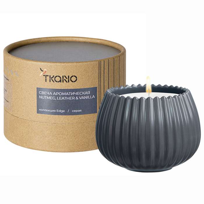 Свеча ароматическая nutmeg, leather & vanilla из коллекции edge, серый, 30 ч Tkano TK23-ARO0030