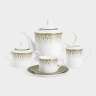 Сервиз чайный, 6 перс, 21 пр, фарфор F, бело-зеленый, с золотистым кантом, матовый, Virtus ANNA LAFARG EMILY AL-24-032/21-E5