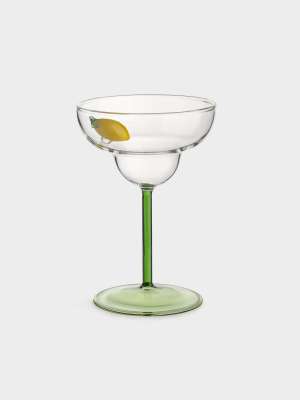 Бокал-креманка для шампанского, 260 мл, стекло Б, зеленая ножка, Лимон, Lemon ANNA LAFARG ANLAF-QL25-1